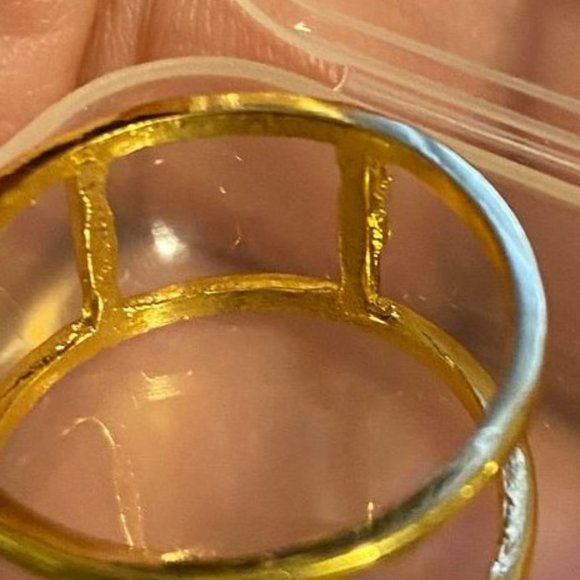 Double Banded 18kt Gold Plated Mock Turquoise Ring 10.5 - Picture 5 of 5